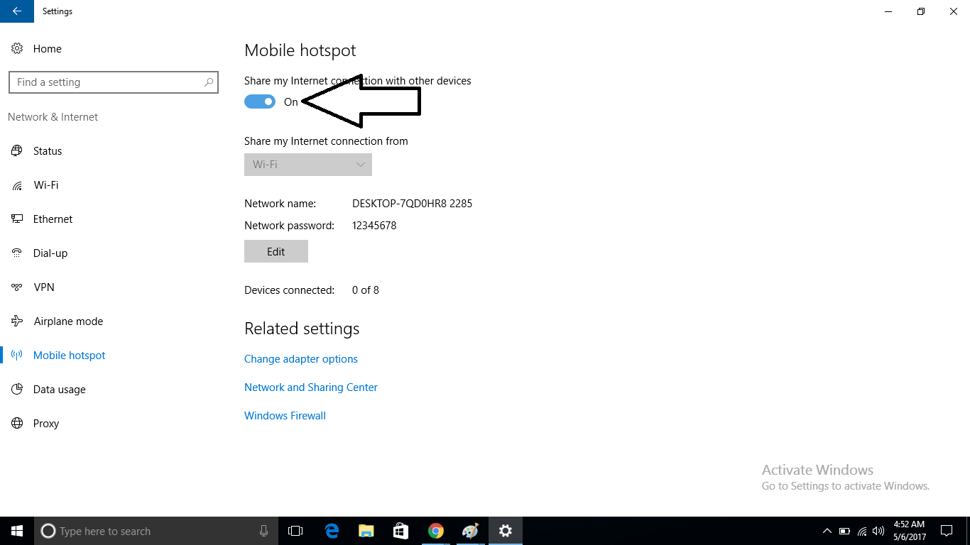 create windows 10 hotspot