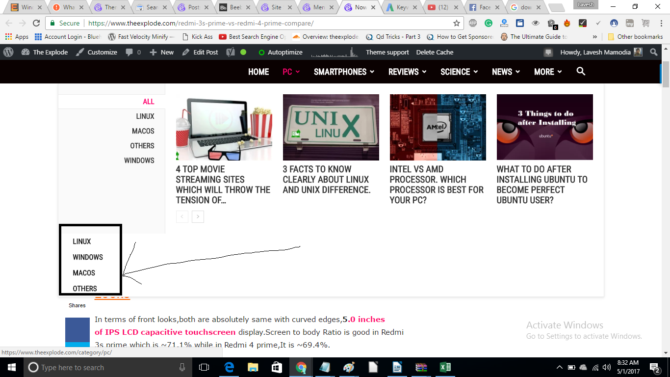 The menu bar showing extra menu