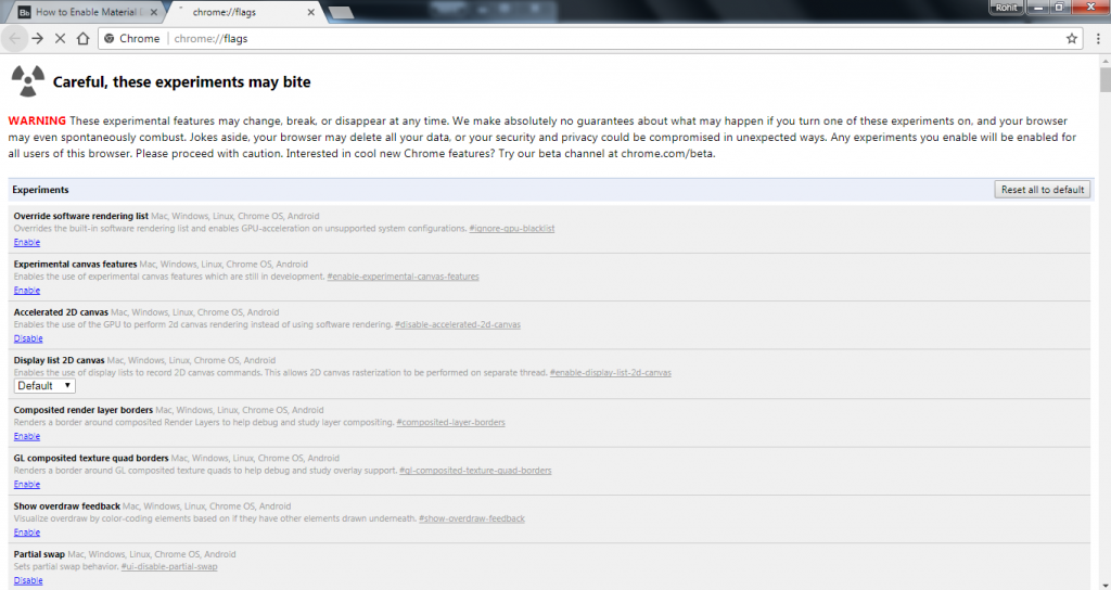 how to enable material design in Chrome