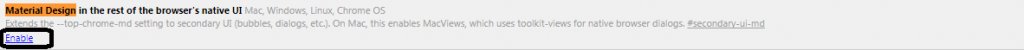 how to enable material design in Chrome