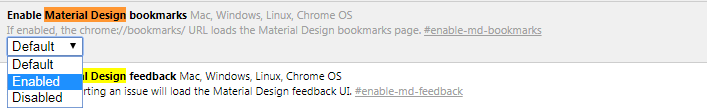 how to enable material design in Chrome