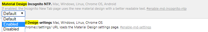 how to enable material design in Chrome